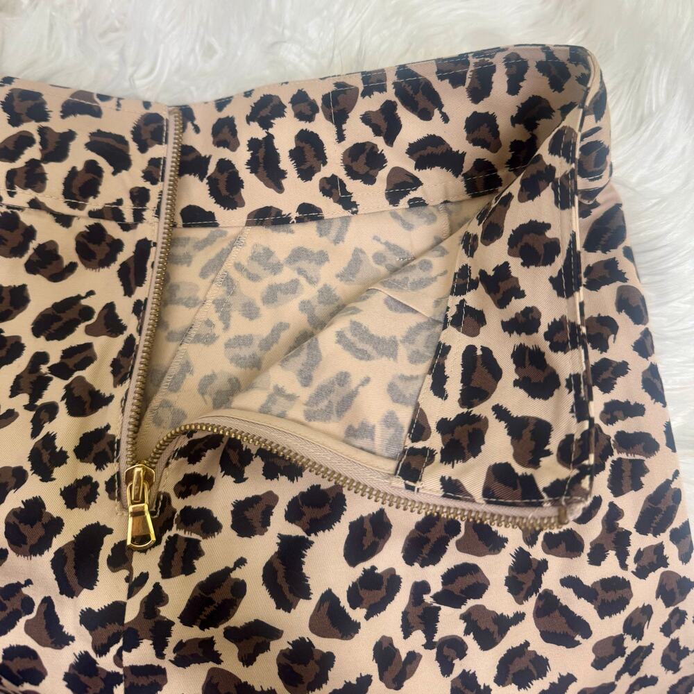 2010s Marc by Marc Jacobs Cheetah Print Cotton Mini Skirt Gold Zip Pleated Sz 4 - Picture 5 of 8